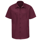 Men's Short Sleeve Industrial Work Shirt - Bergundy
