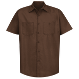 Men's Short Sleeve Industrial Work Shirt - Chocolate Brown