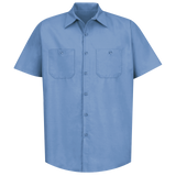 Men's Short Sleeve Industrial Work Shirt - Light Blue